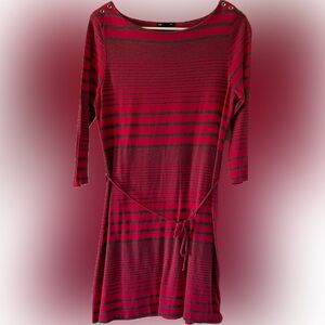 Gap Y2K Pink and Gray Striped dress with 3/4 sleeves size Small